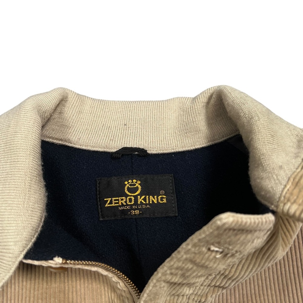 Zero King Corduroy Wool Bomber Jacket Men 38 (42) Tan VTG Harrington Made in USA - Picture 4 of 5